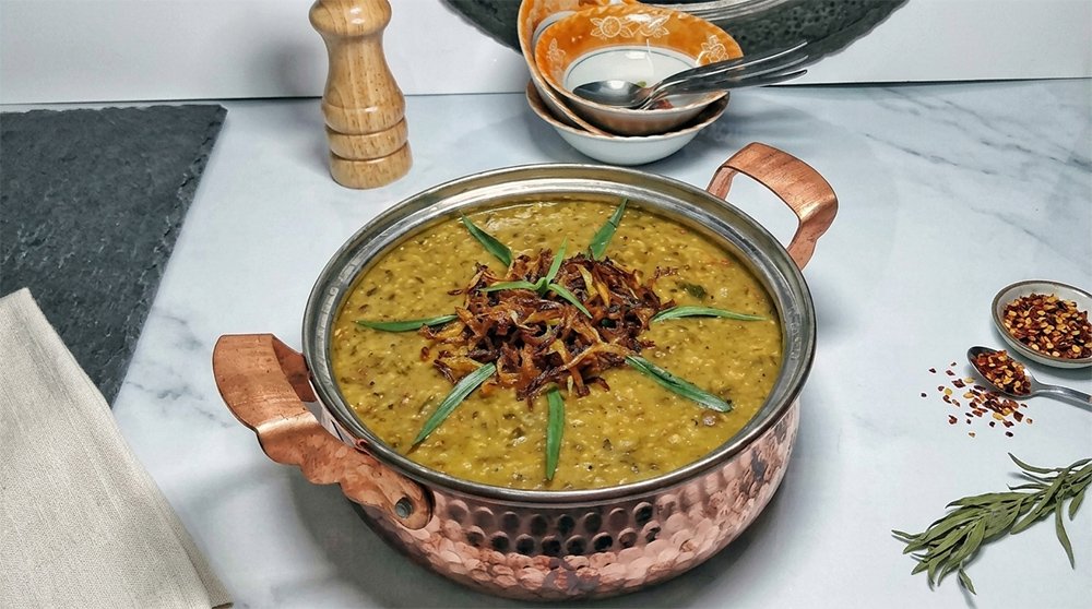 Traditional Ash Sabzi Shirazi made with fresh herbs