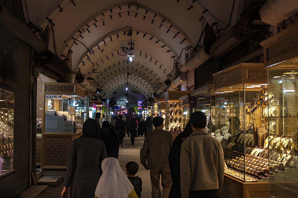 Traditional Yazd Bazaar with historic shops, colorful spices, and Persian handicrafts