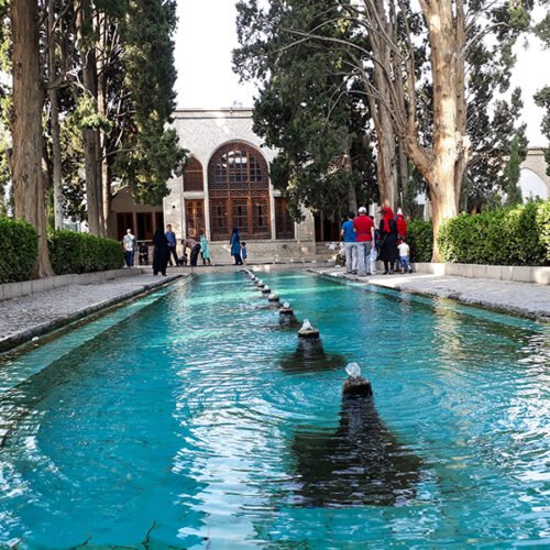 Fin Garden in Kashan, a historic Persian garden featuring elegant pavilions, fountains, and lush greenery