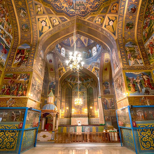 Vank Church in Isfahan featuring a richly decorated interior with Armenian and Persian architectural influences